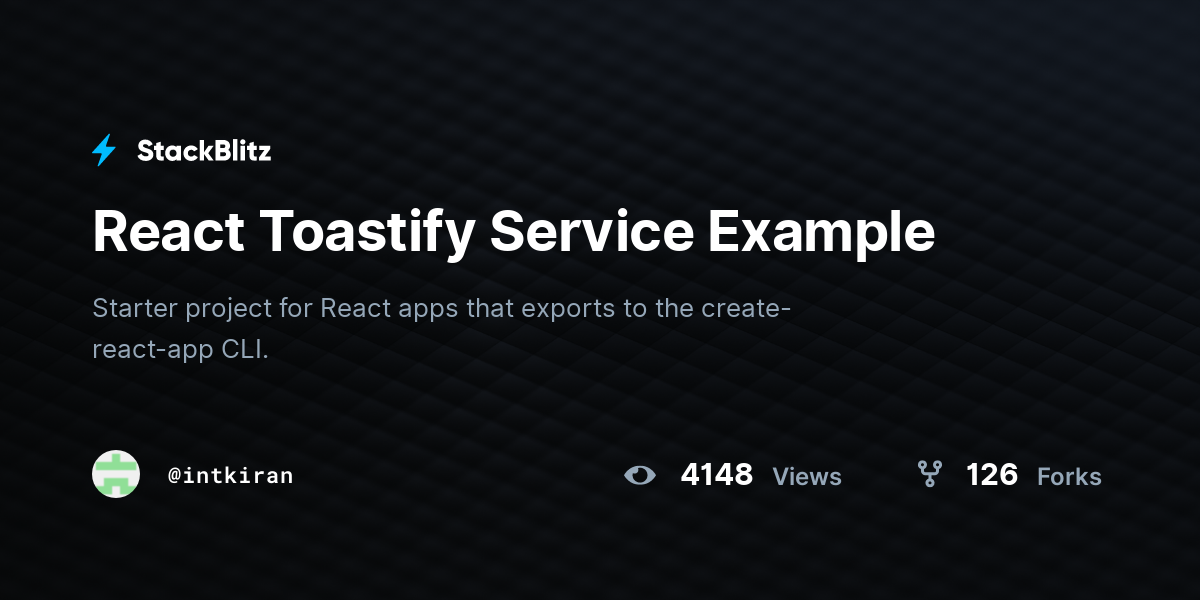 React Toastify Service Example - StackBlitz