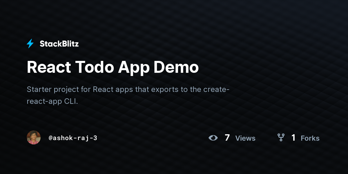 React Todo App Demo - StackBlitz
