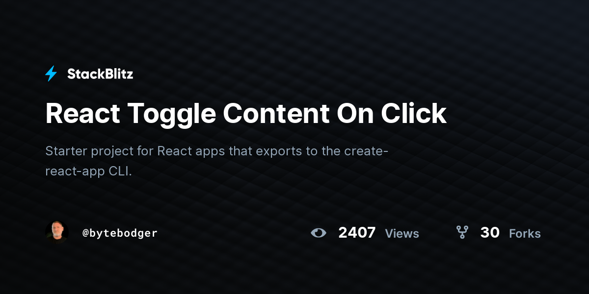React Toggle Content On Click - StackBlitz