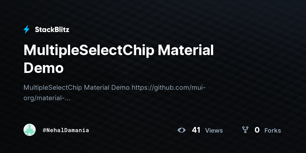 MultipleSelectChip Material Demo - StackBlitz
