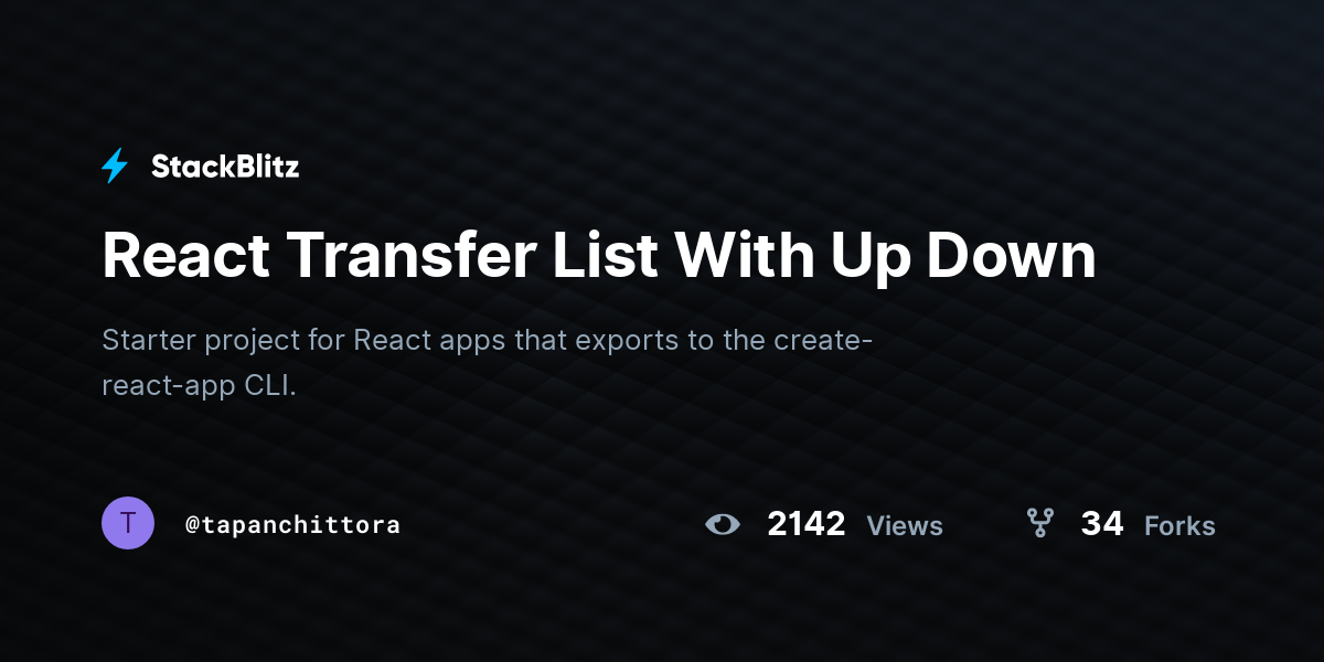 React Transfer List With Up Down - StackBlitz