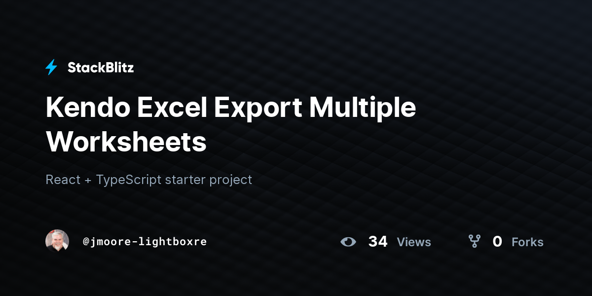 Kendo Excel Export Multiple Worksheets StackBlitz