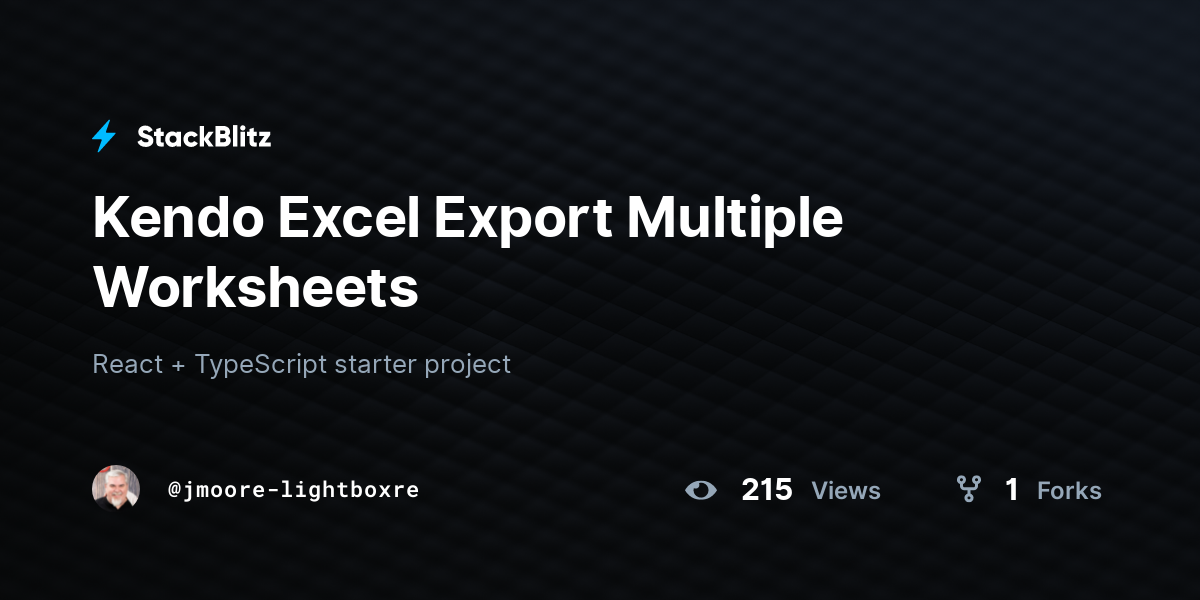 Kendo Excel Export Multiple Worksheets - StackBlitz