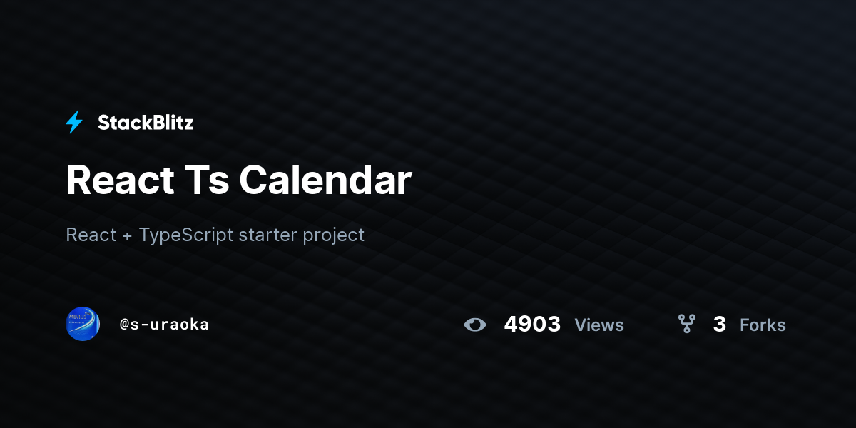 React Ts Calendar - StackBlitz