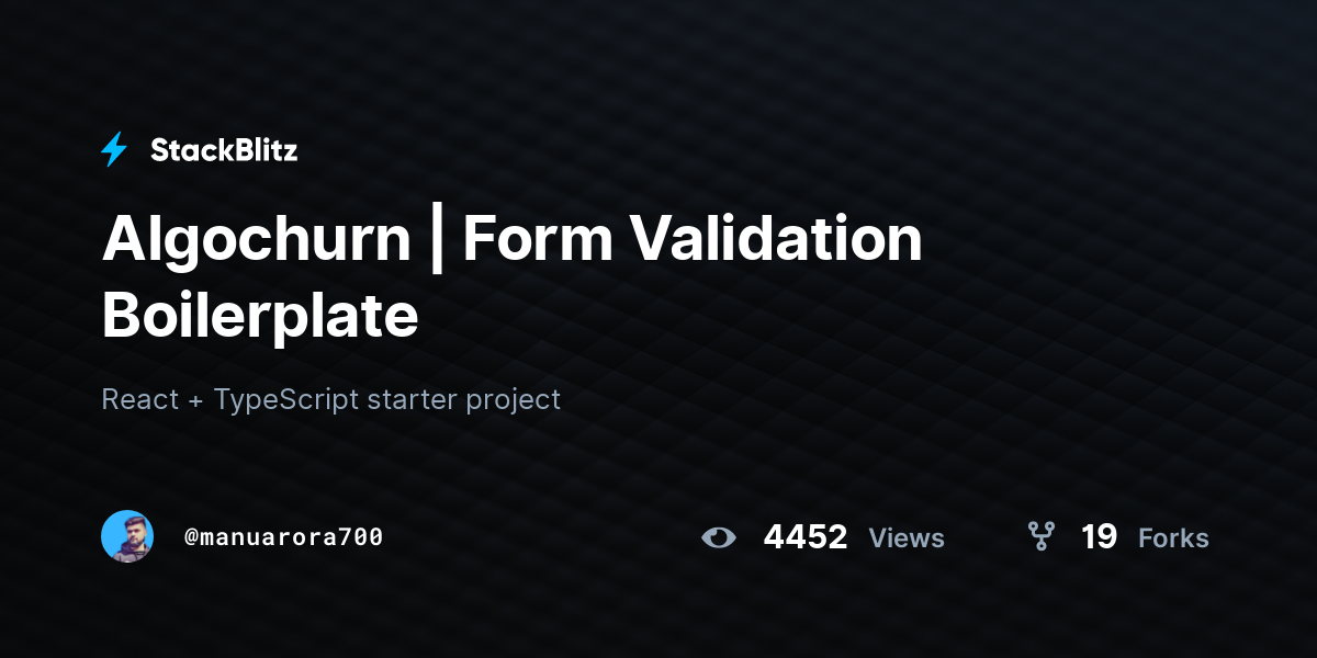 Algochurn | Form Validation Boilerplate - StackBlitz