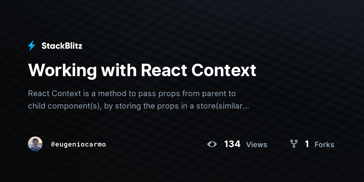 Working with React Context - StackBlitz
