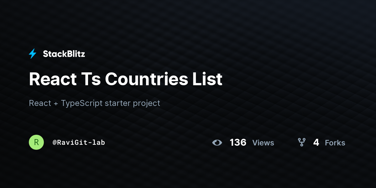 React Ts Countries List - StackBlitz