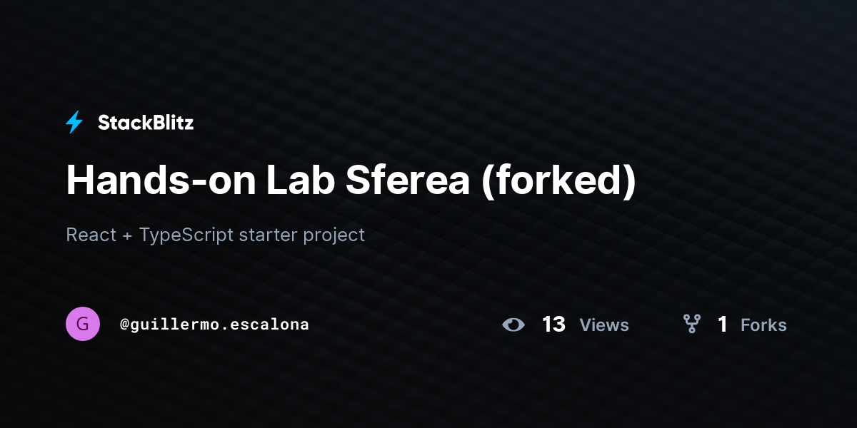 Hands-on Lab Sferea (forked) - StackBlitz