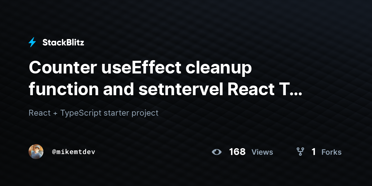 Counter useEffect cleanup function and setntervel React Ts (forked ...
