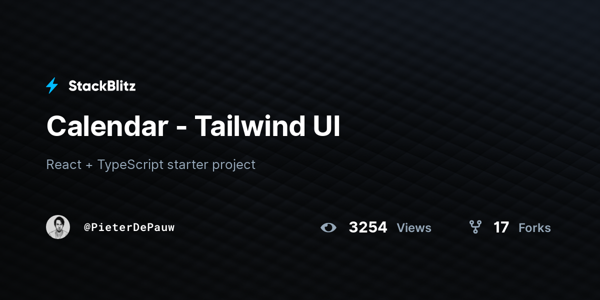 Calendar Tailwind UI StackBlitz