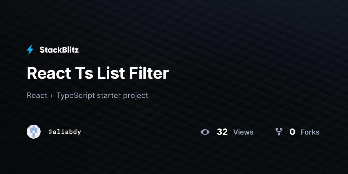 React Ts List Filter - StackBlitz