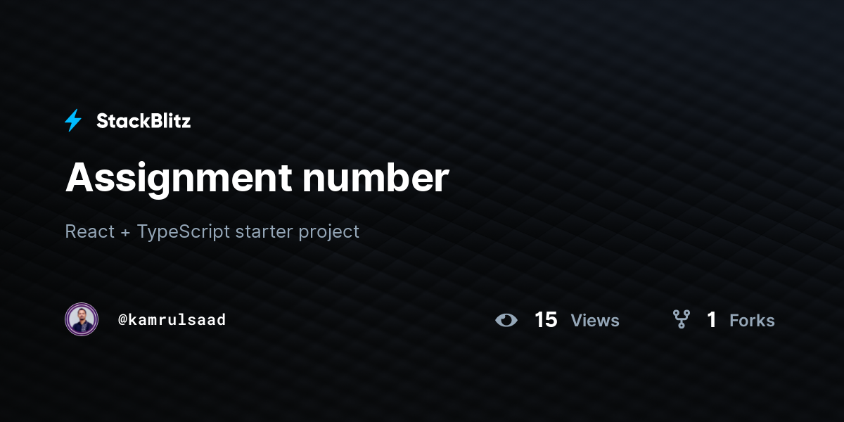 Assignment number - StackBlitz