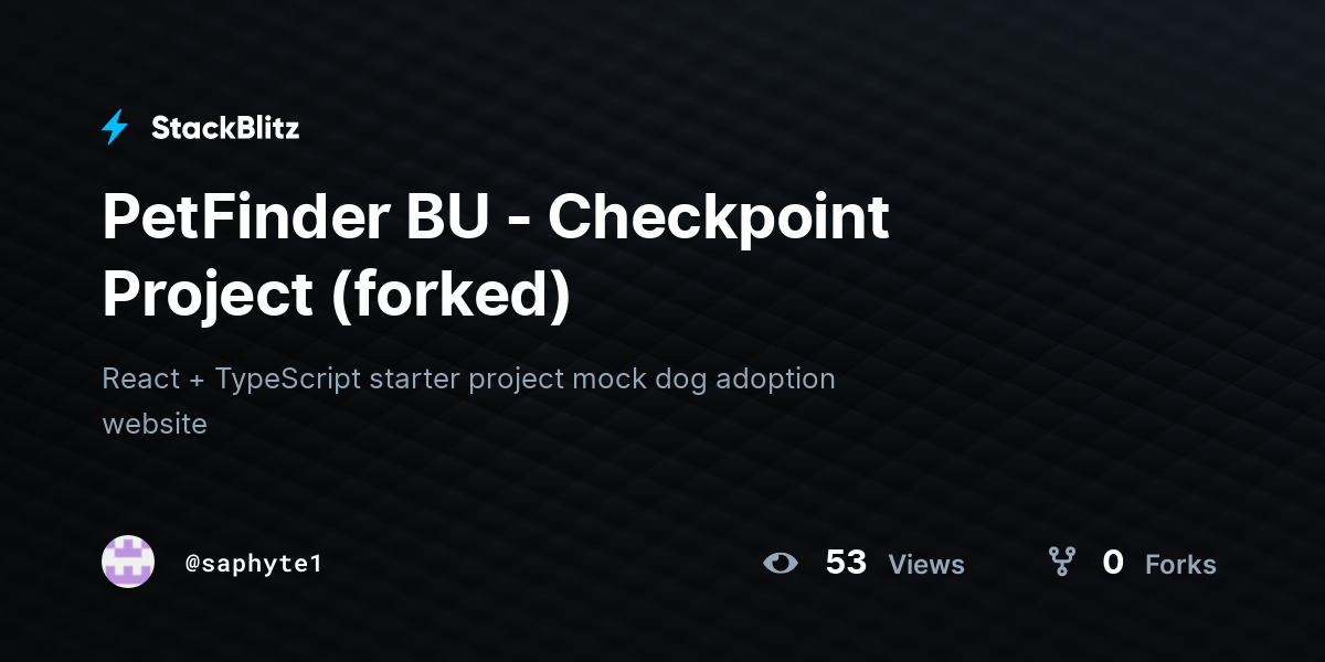 PetFinder BU - Checkpoint Project (forked) - StackBlitz