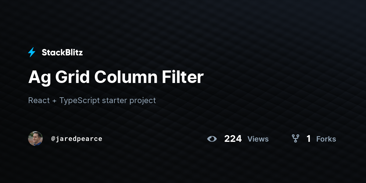 Ag Grid Column Filter - StackBlitz