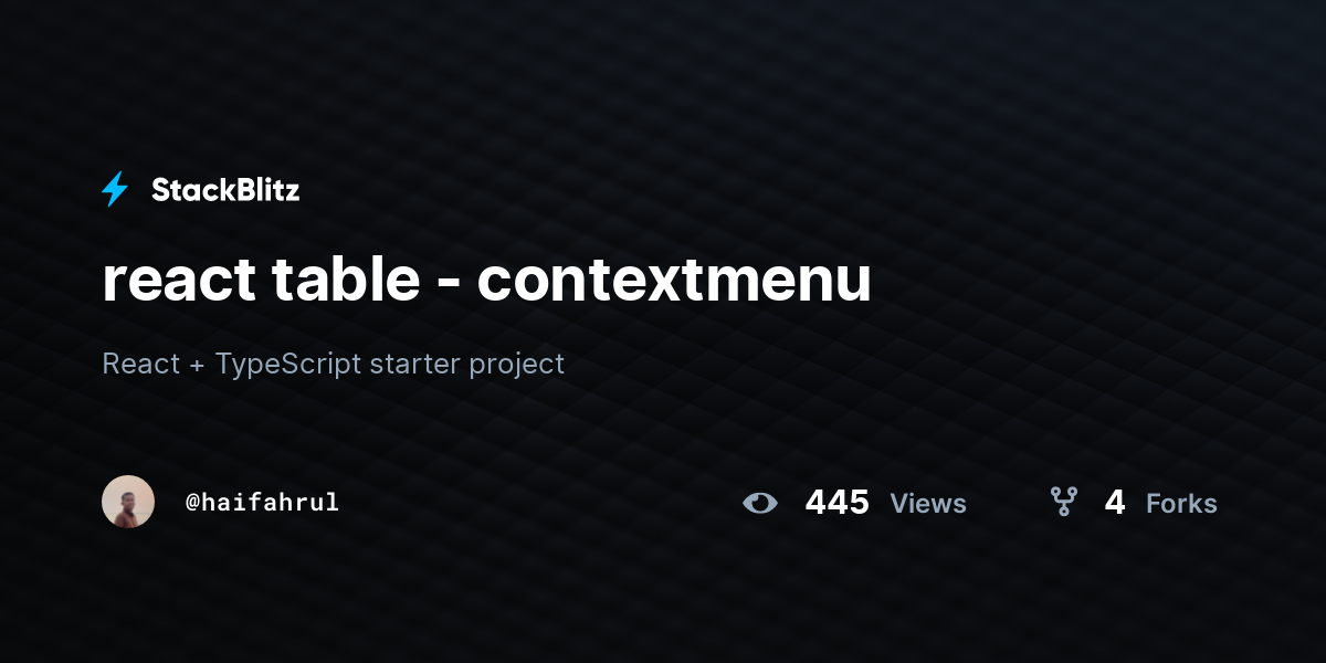 react table - contextmenu - StackBlitz