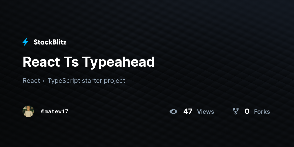 React Ts Typeahead - StackBlitz