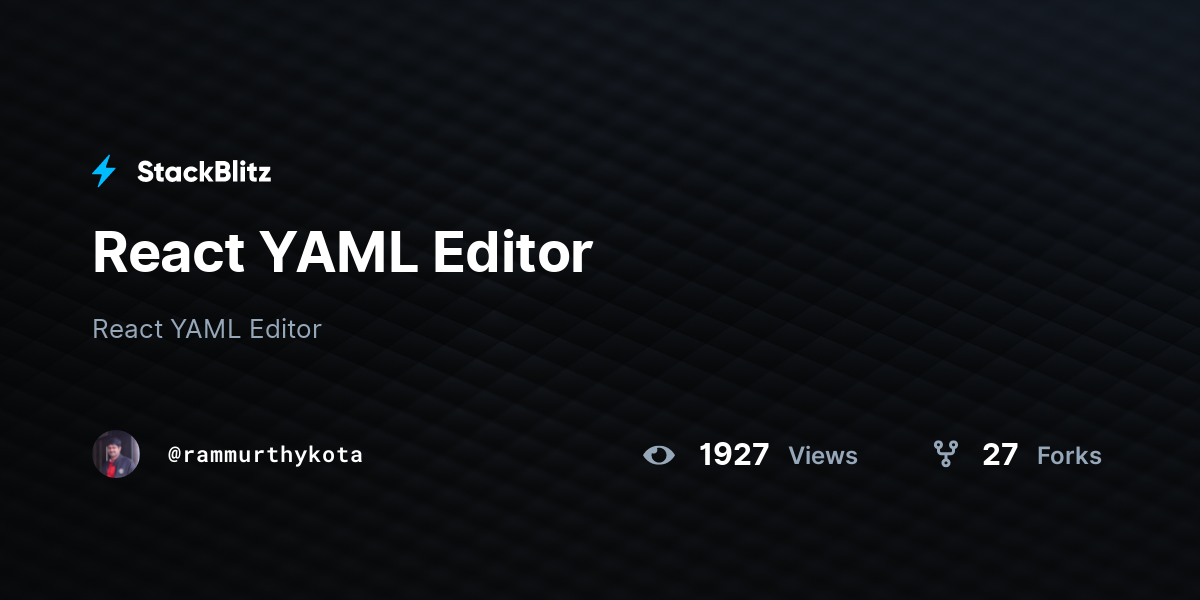 React YAML Editor - StackBlitz