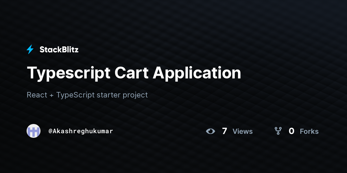 Typescript Cart Application - StackBlitz