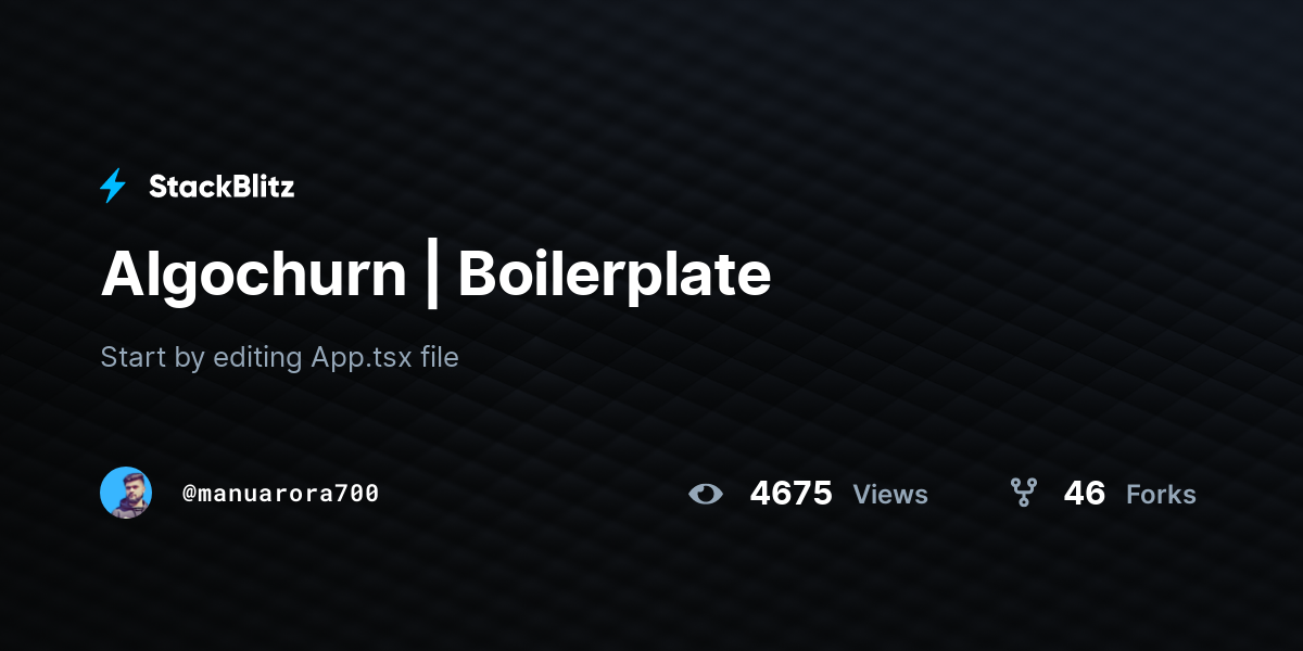 Algochurn | Boilerplate - StackBlitz