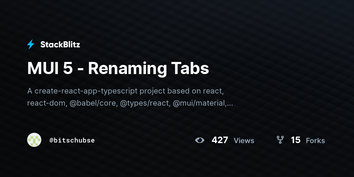 MUI 5 - Renaming Tabs - StackBlitz
