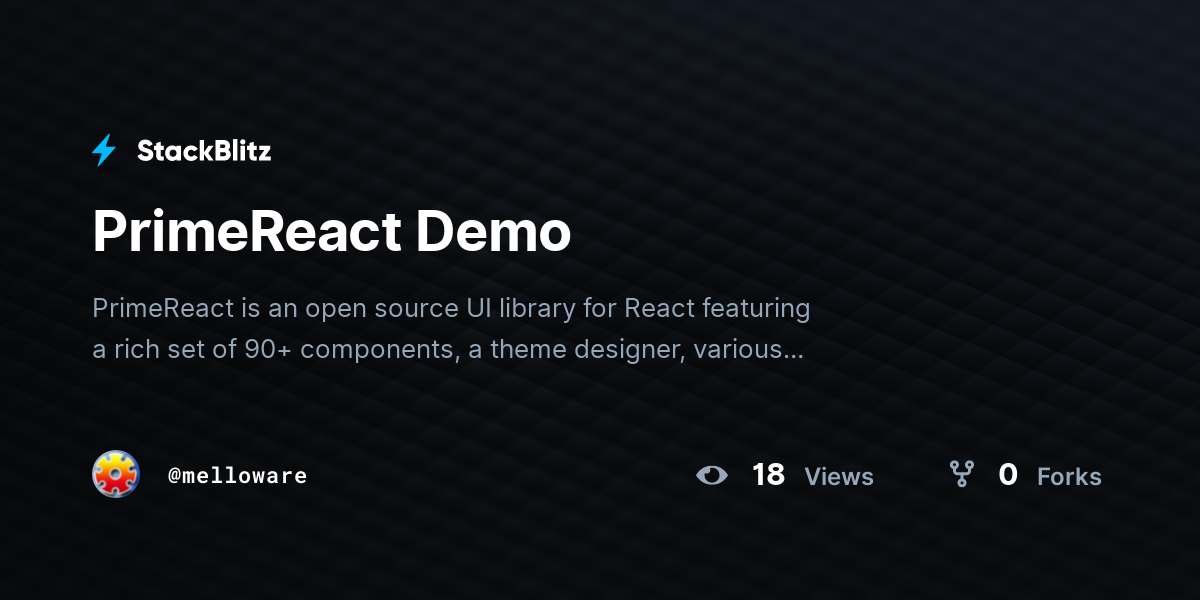 PrimeReact Demo - StackBlitz
