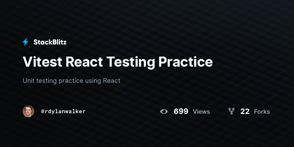 Vitest React Testing Practice - StackBlitz