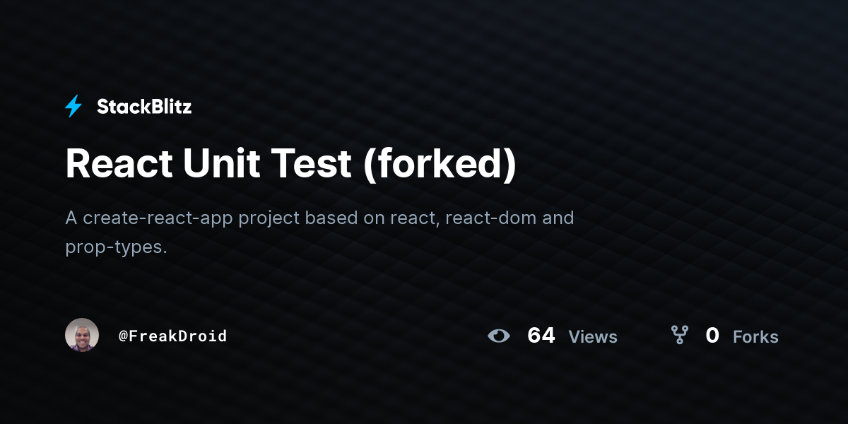 React Unit Test (forked) - StackBlitz