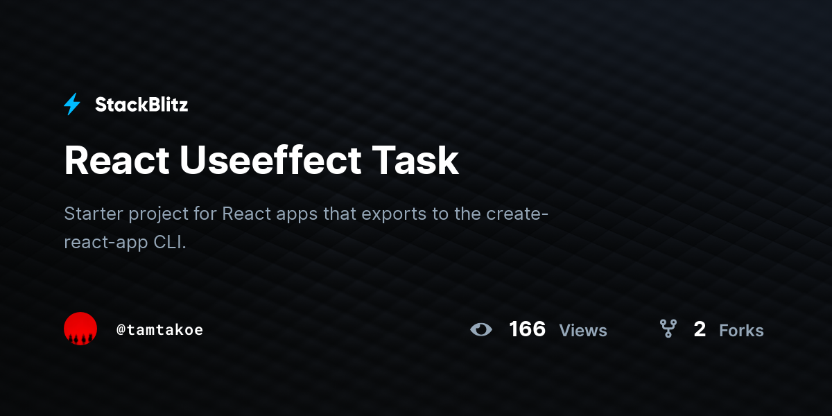 React Useeffect Task - StackBlitz