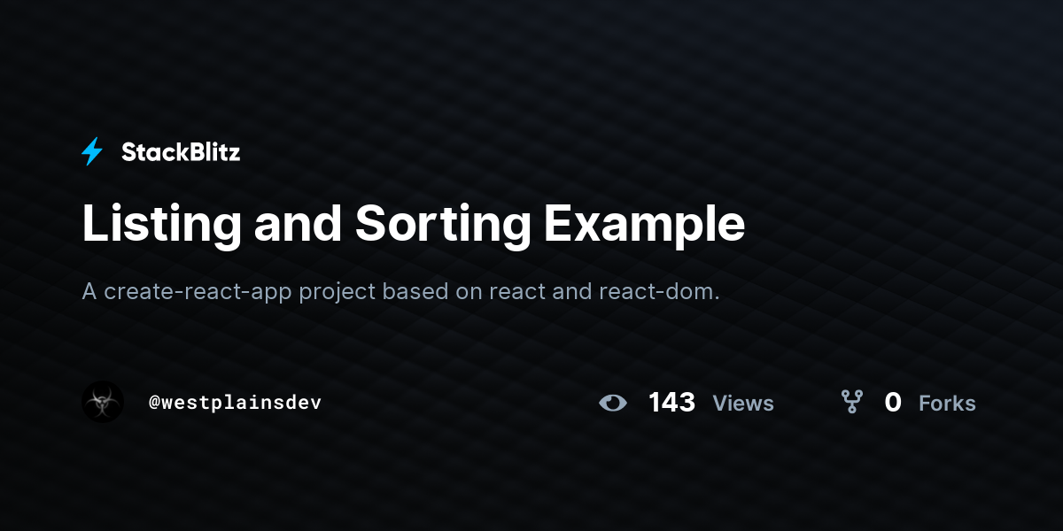 Listing and Sorting Example - StackBlitz