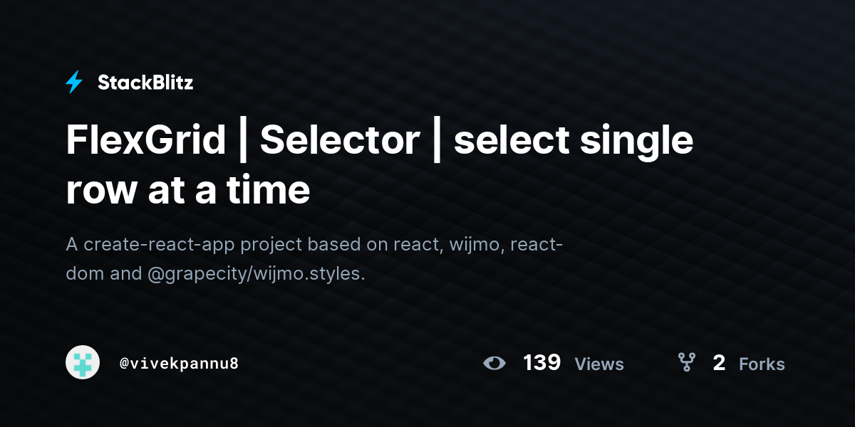 FlexGrid | Selector | select single row at a time - StackBlitz