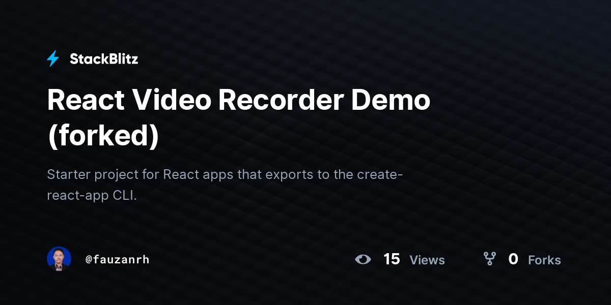 React Video Recorder Demo forked StackBlitz