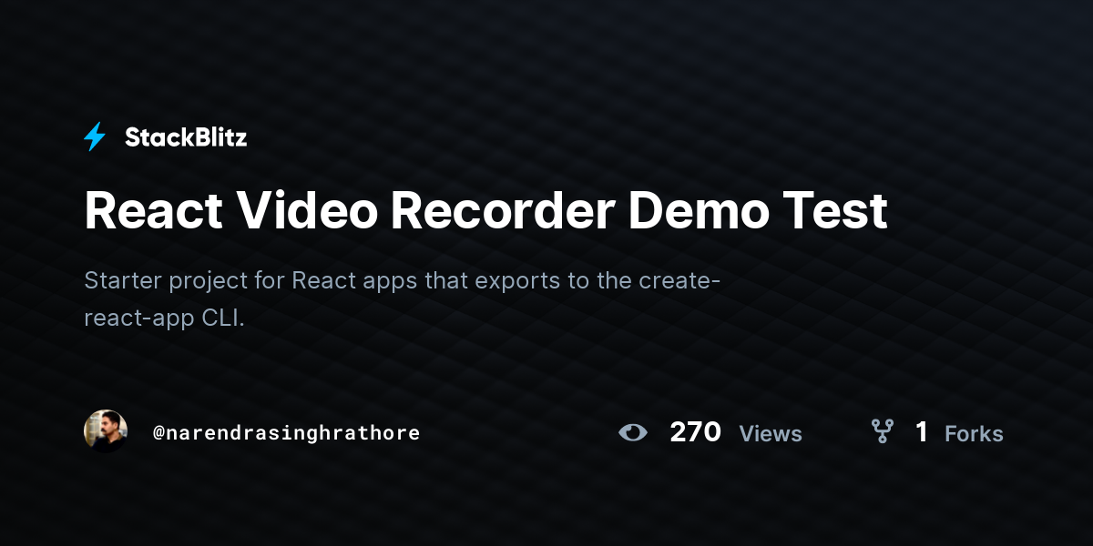 React Video Recorder Demo Test - StackBlitz