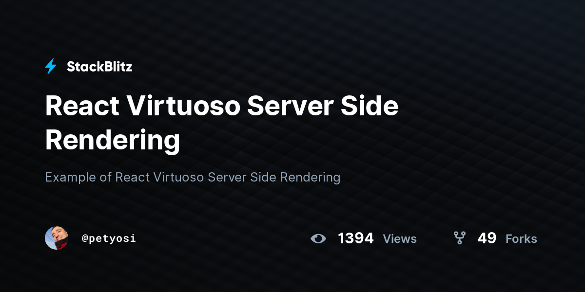 React Virtuoso Server Side Rendering Stackblitz