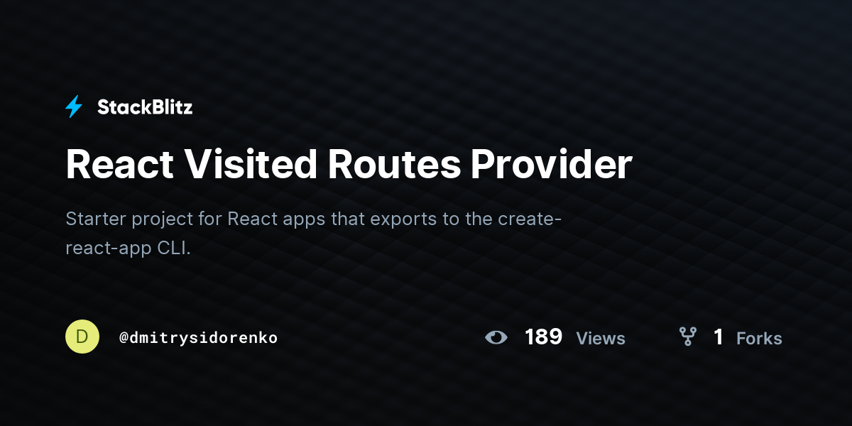 React Visited Routes Provider - StackBlitz