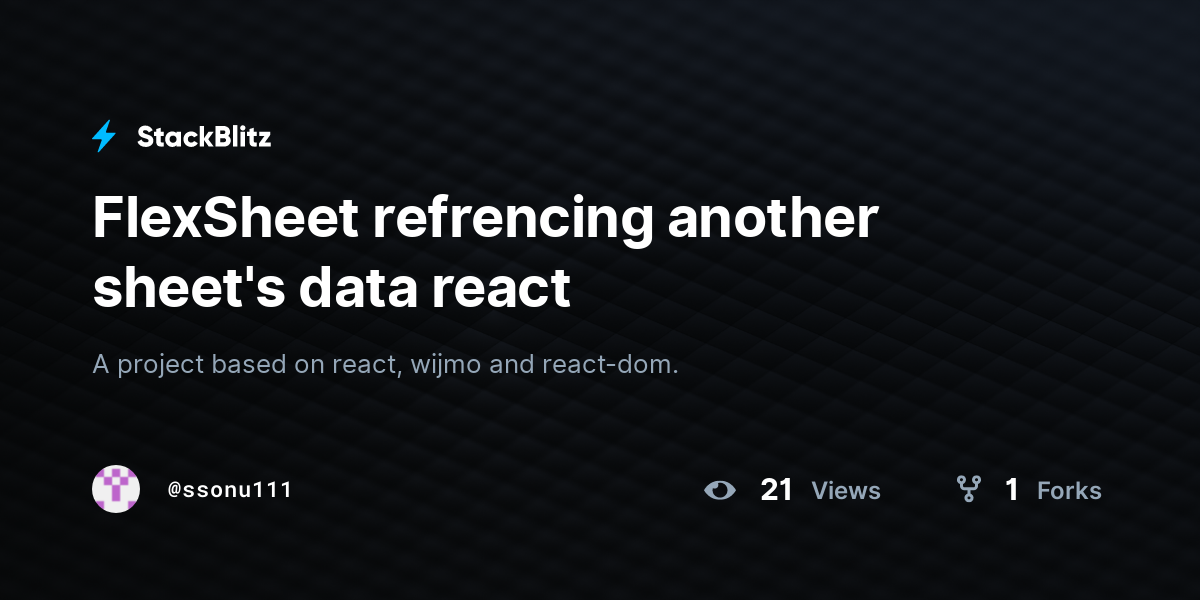 FlexSheet refrencing another sheet's data react - StackBlitz
