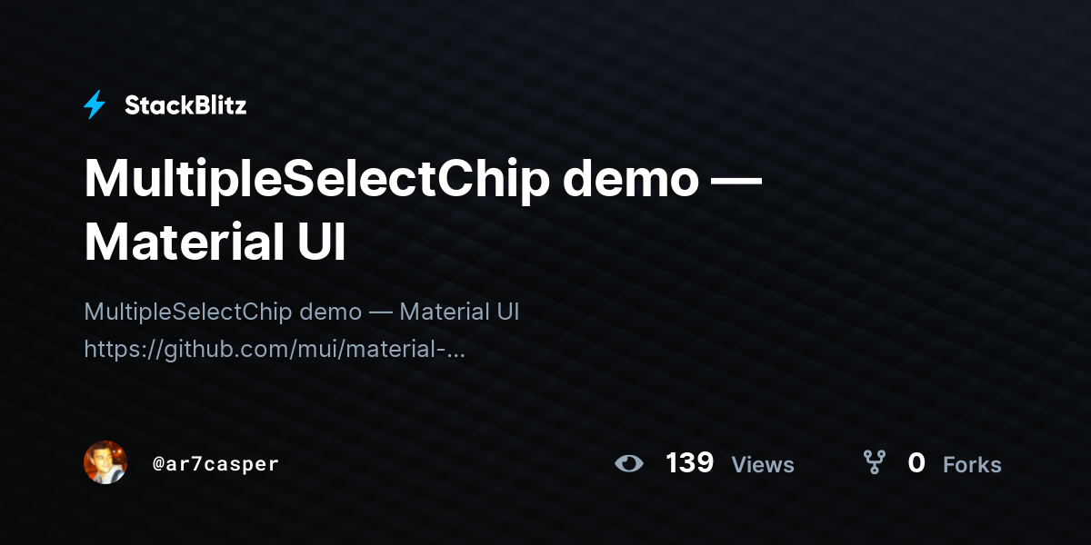 MultipleSelectChip demo — Material UI - StackBlitz