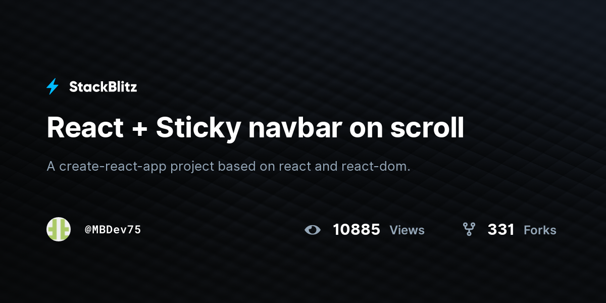 React + Sticky navbar on scroll - StackBlitz
