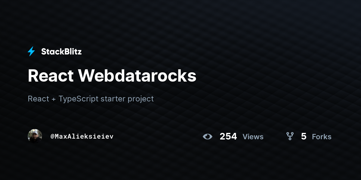 React Webdatarocks - StackBlitz