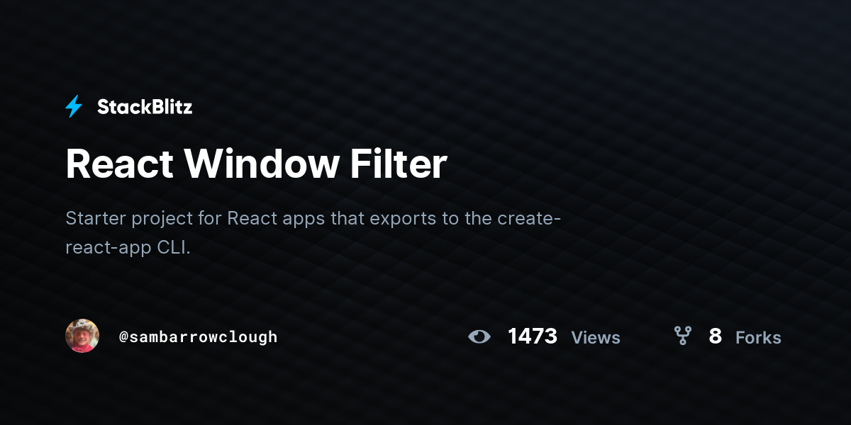 React Window Filter - StackBlitz