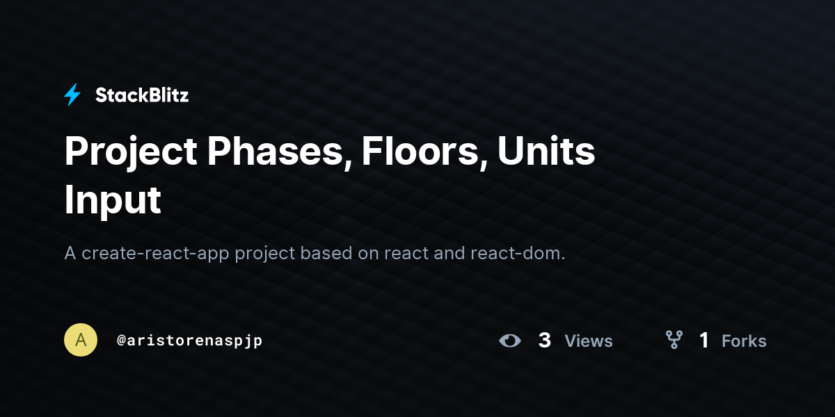 Project Phases, Floors, Units Input - StackBlitz