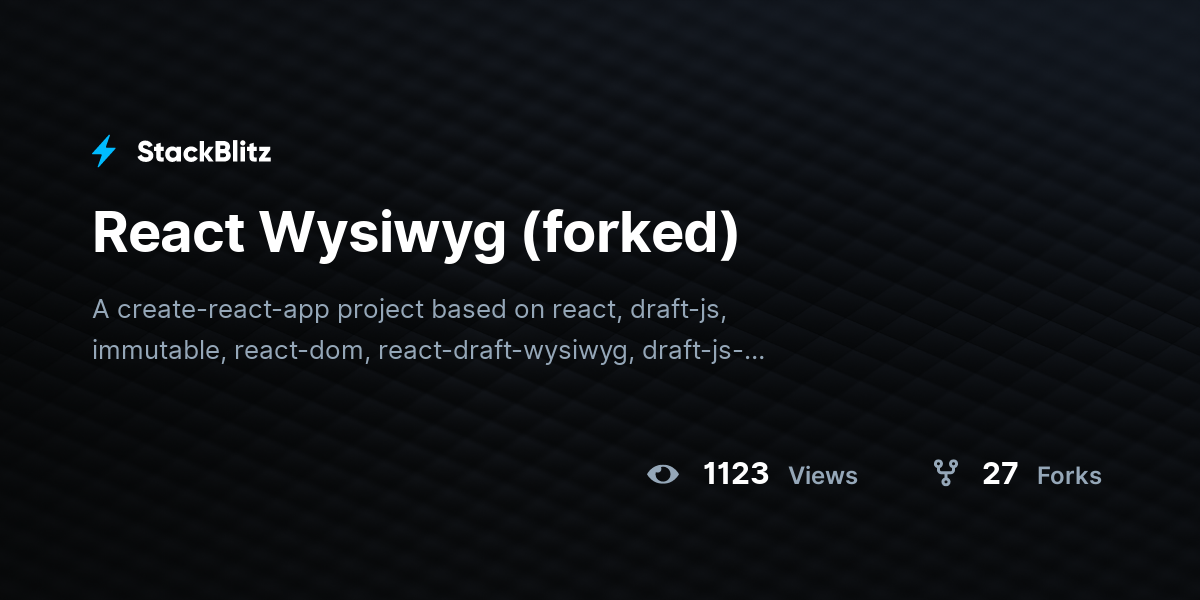 React Wysiwyg (forked) - StackBlitz