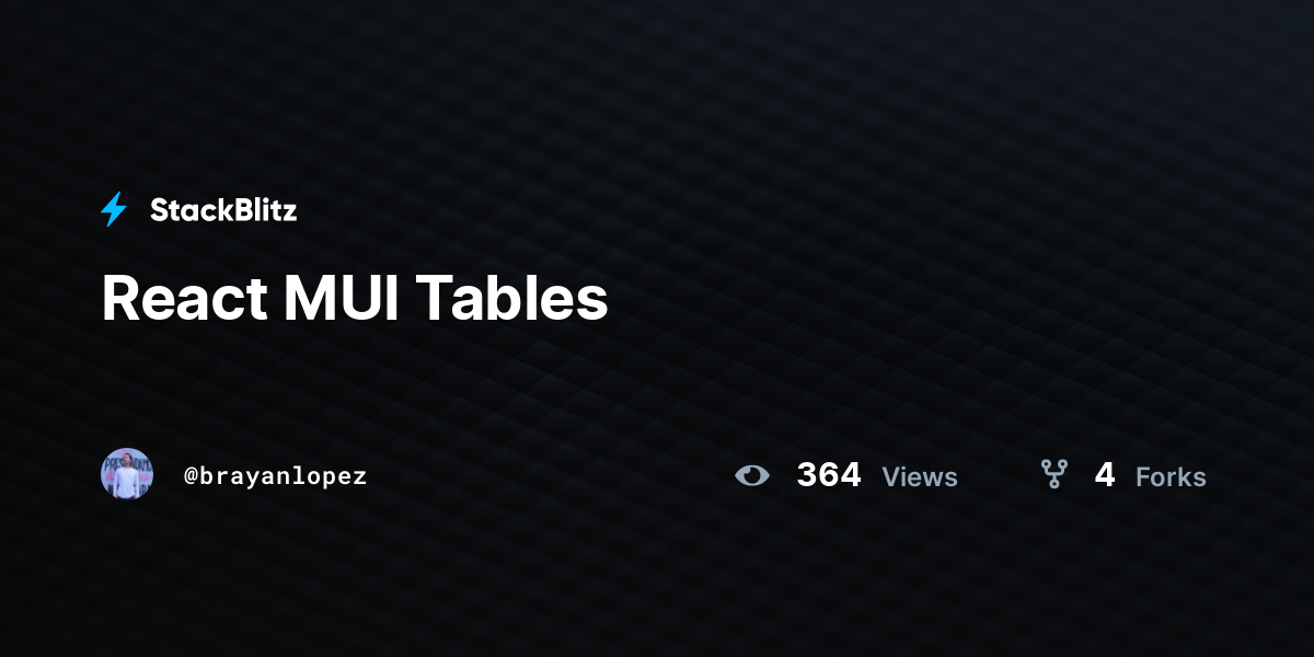React MUI Tables - StackBlitz
