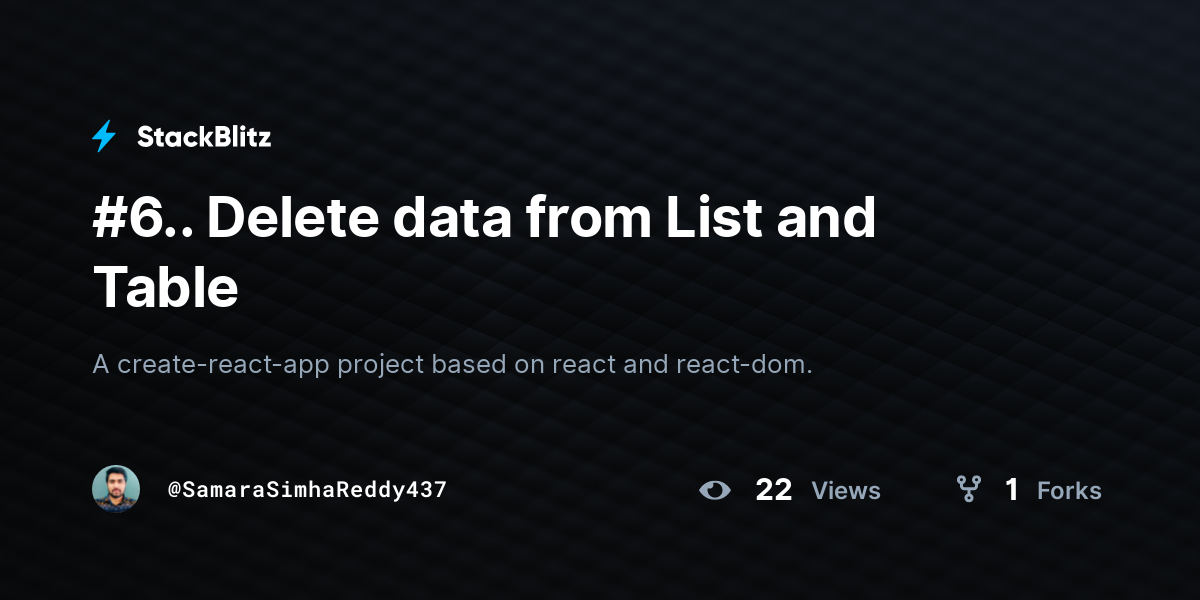 #6.. Delete data from List and Table - StackBlitz