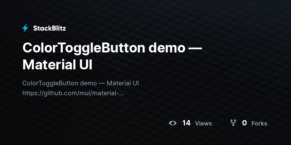 ColorToggleButton demo — Material UI - StackBlitz