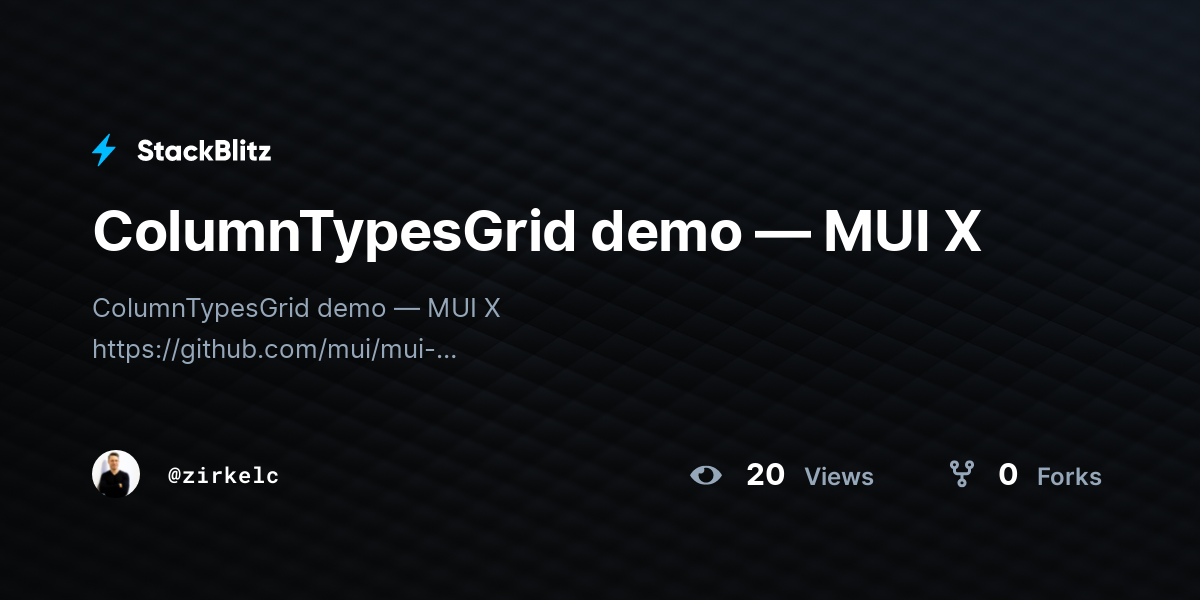 ColumnTypesGrid demo — MUI X - StackBlitz