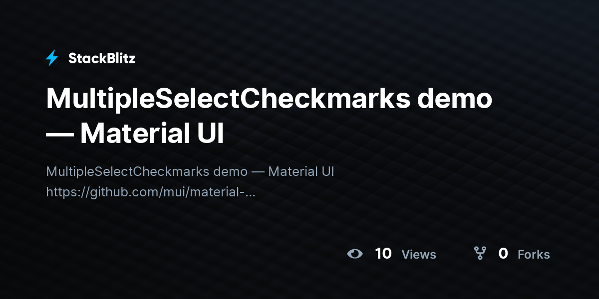 MultipleSelectCheckmarks demo — Material UI - StackBlitz