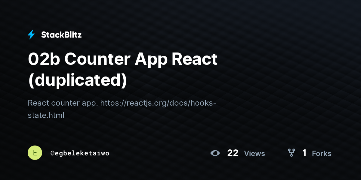 02b Counter App React (duplicated) - StackBlitz