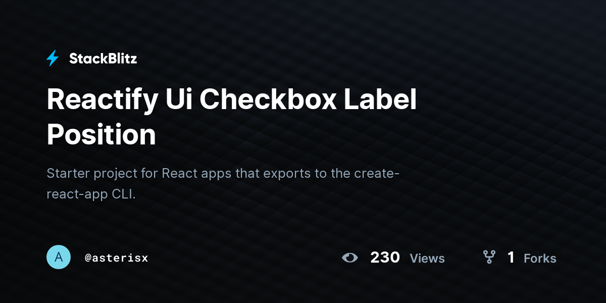 Reactify Ui Checkbox Label Position - StackBlitz