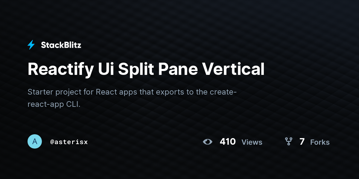 Reactify Ui Split Pane Vertical - StackBlitz