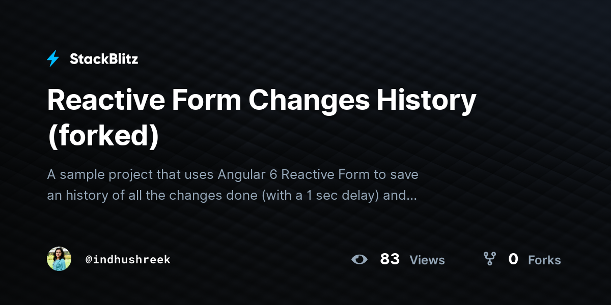 Reactive Form Changes History (forked) - StackBlitz